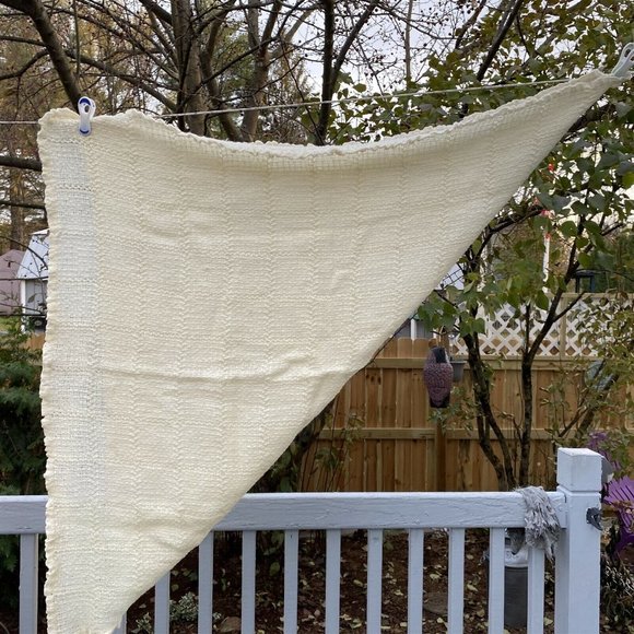 Vintage Baby Blanket Julius Berger Crochet Knit Ivory - Picture 7 of 8